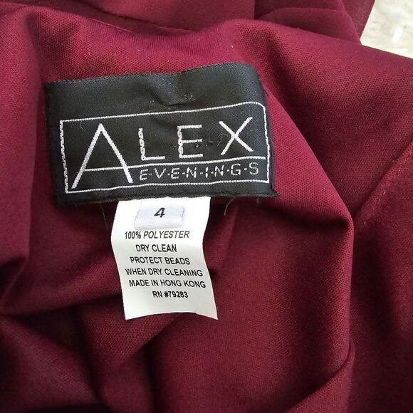 ALEX EVENINGS Women's Maxi Dress Beaded Y2K Size 4 Burgundy Cowl Neck Prom Fairy - Picture 5 of 14